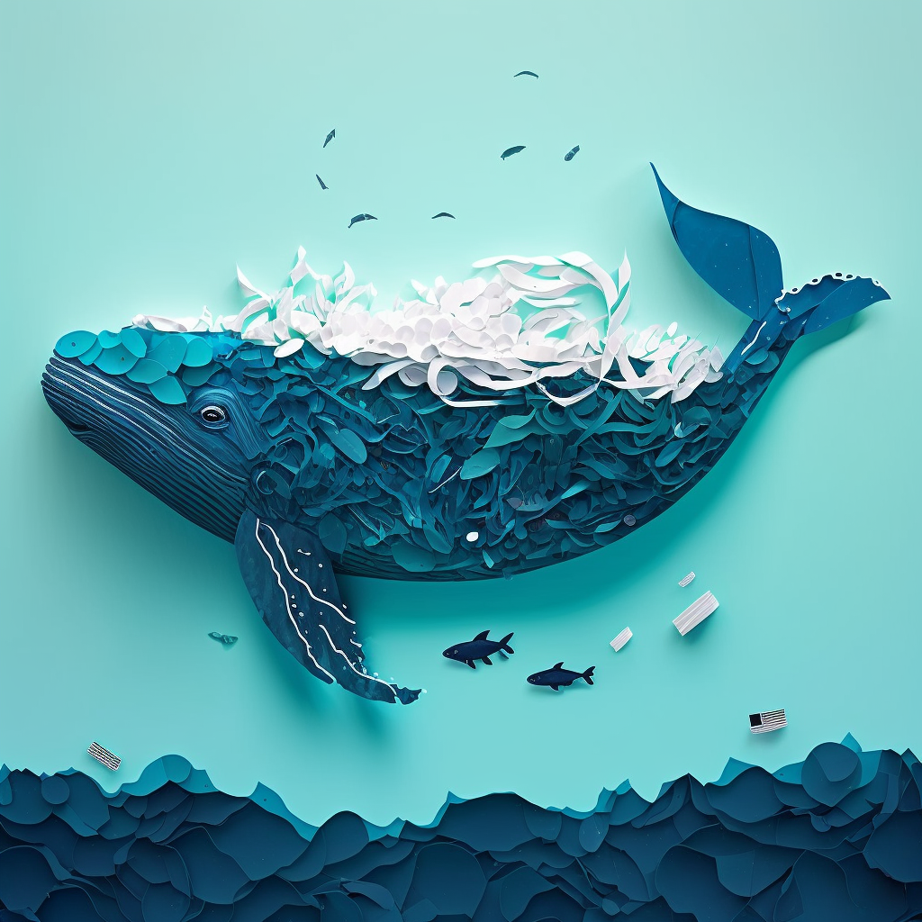 Ballena hecha de plástico