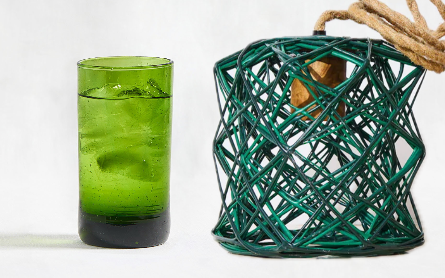 Erizo verde y vasos Trasto